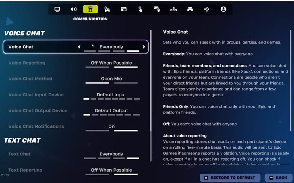 Fortnite voice chat not working settings