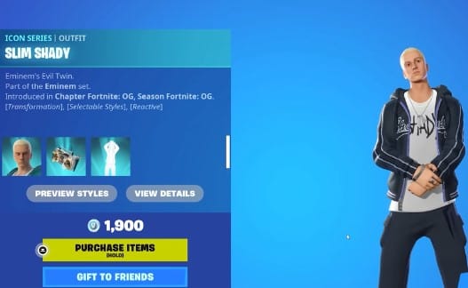 Slim Shady Fortnite skin Buy Eminem Skin